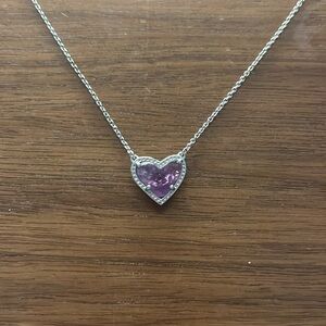 Kendra Scott Silver purple heart necklace